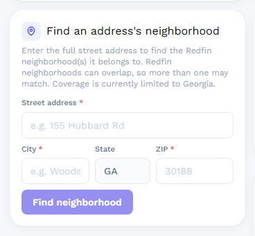 Find an address’s neighborhood form